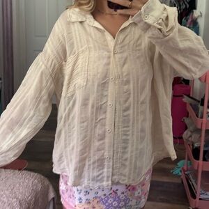 Brandy Melville Cream Button-Down Shirt